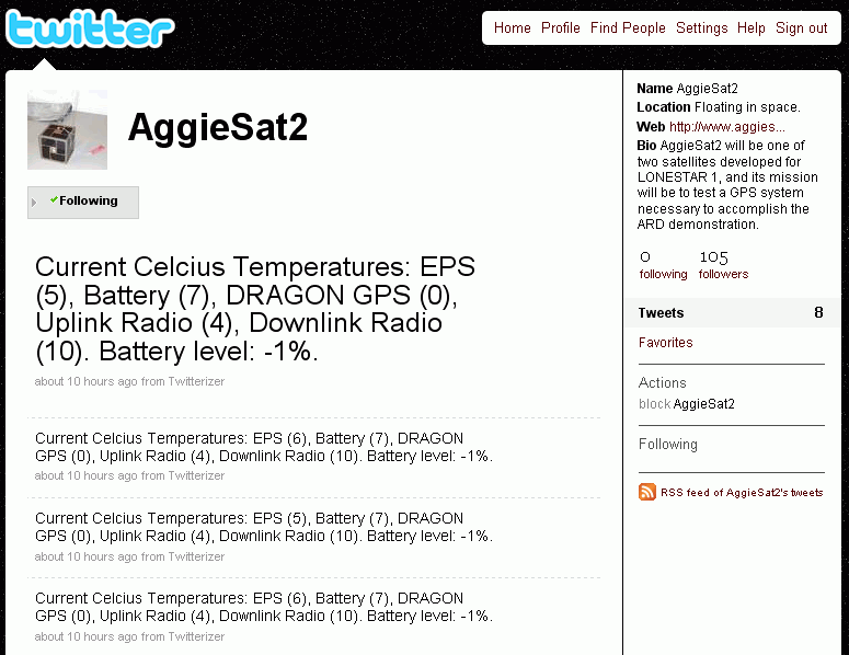 AggieSat-2 Twitter